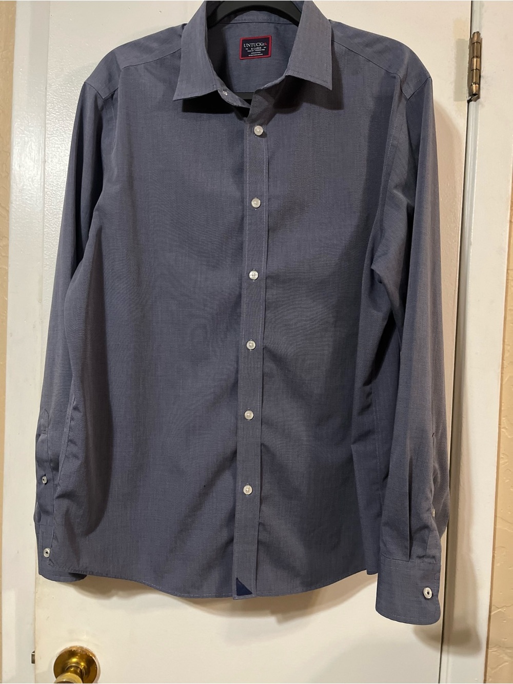 Untuckit Men’s XL Slim Fit Long-Sleeve Button-Up Shirt in Charcoal Gray